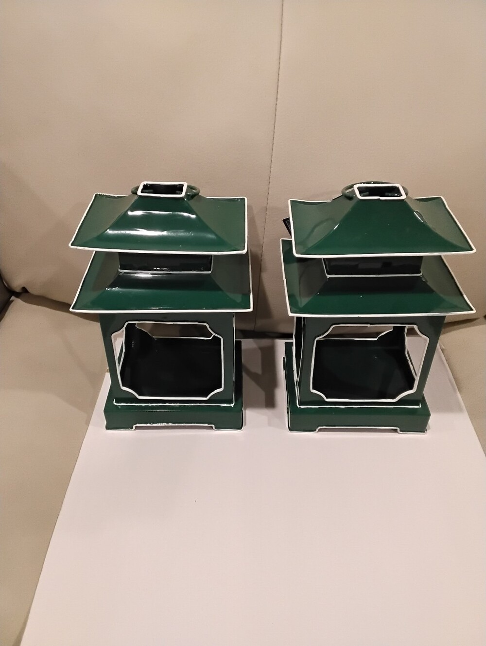 NWT 2 Green Southern Living Lanterns For LED Candles Only